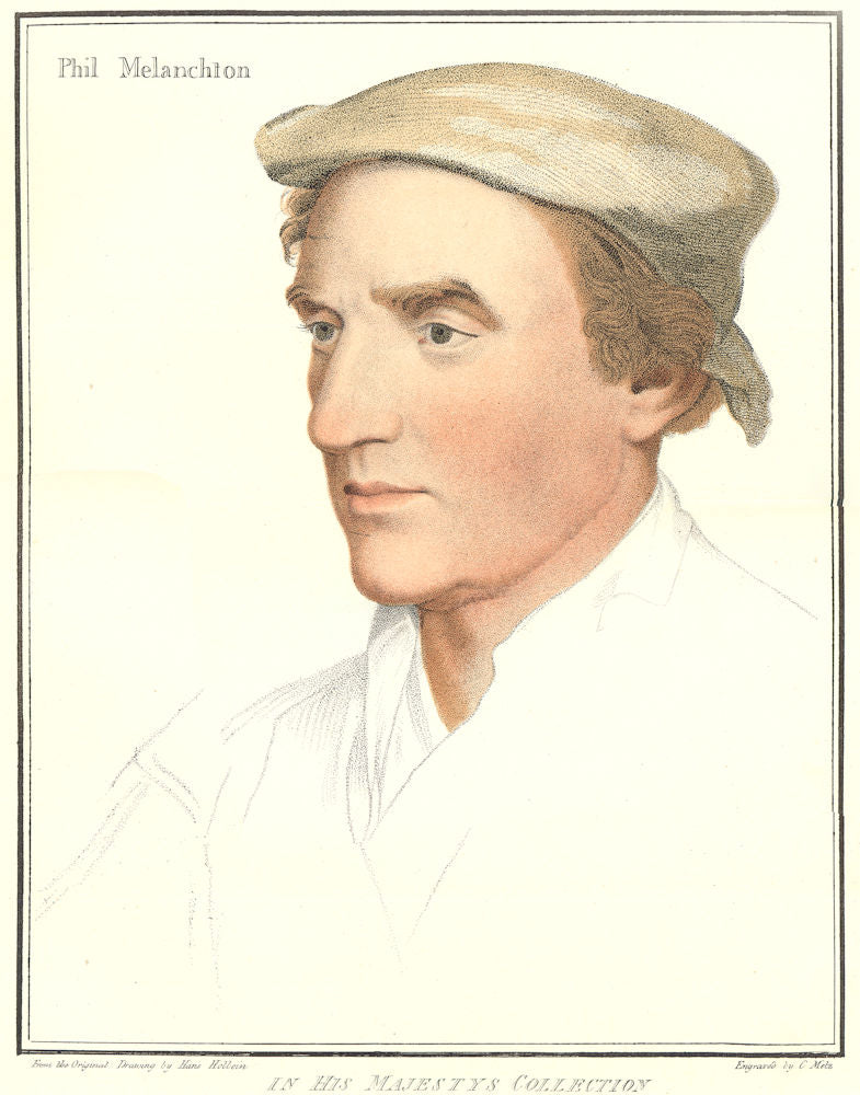 Philip Melanchthon by Bartolozzi after Hans Holbein. Henry VIII's court 1884